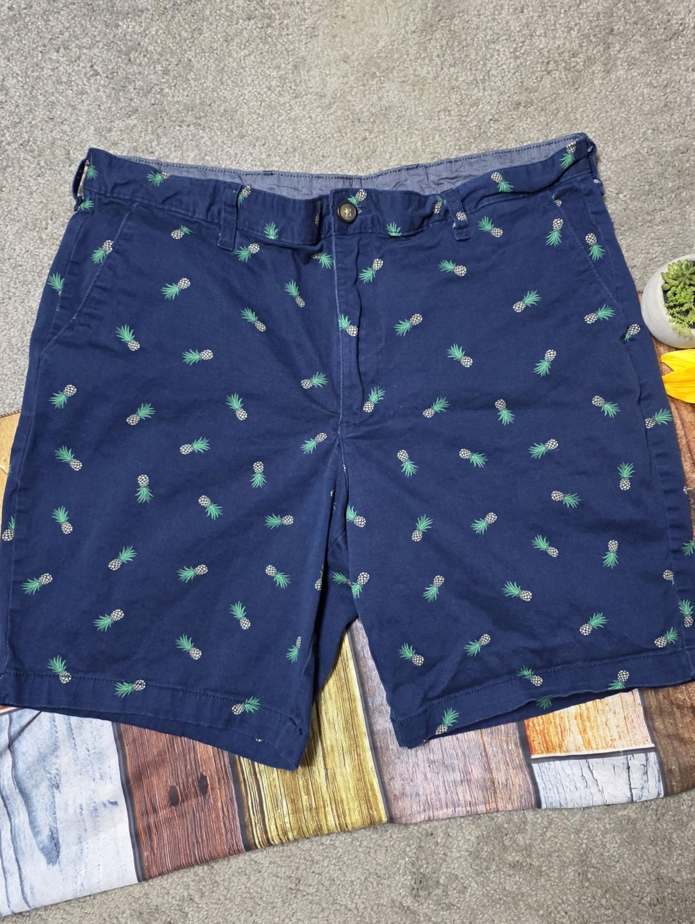 George Pineapple Shorts Navy Blue Men's Size 36